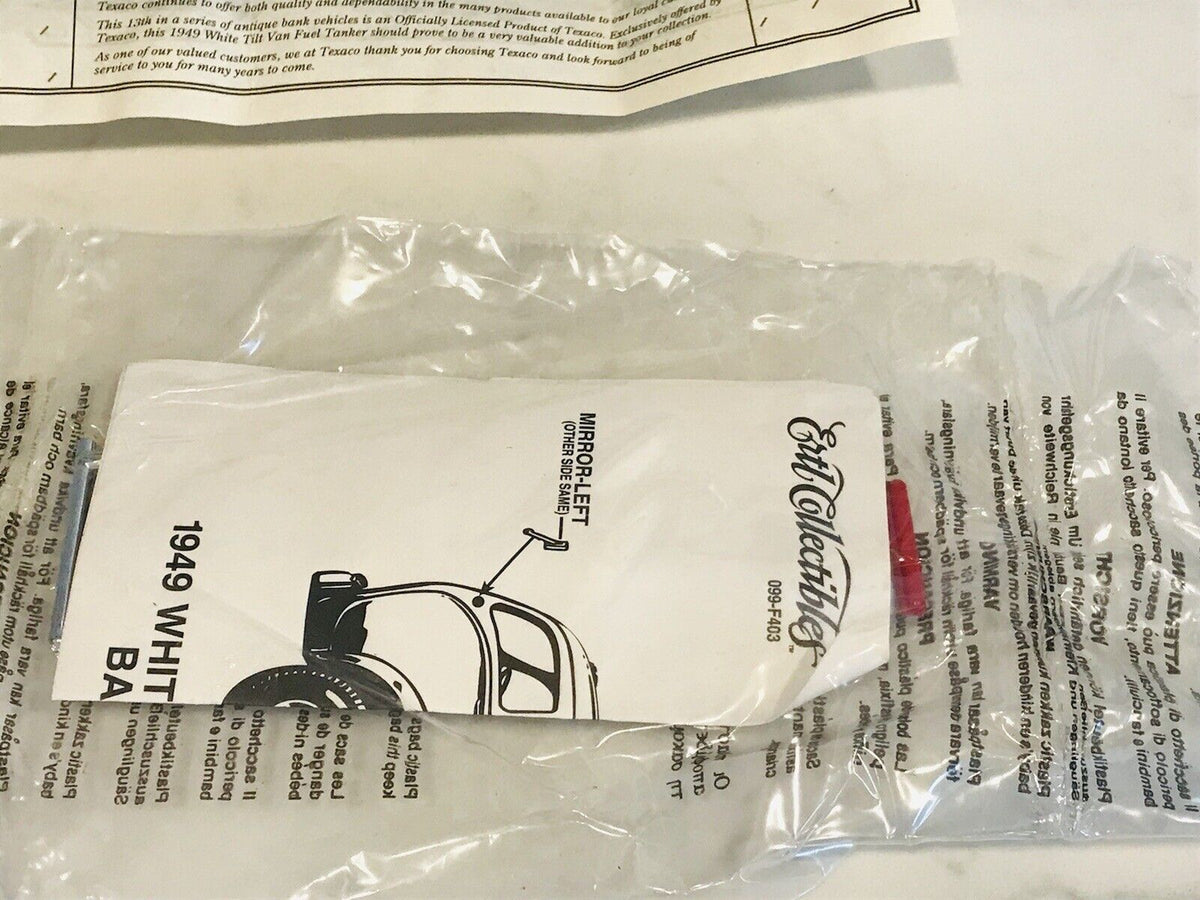 VINTAGE ERTL 1949 TEXACO WHITE TILT CAB FUEL TANKER TRUCK W Papers USED
