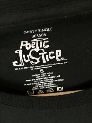 USED Gold Foil Black Mens S Tupac Poetic Justice Graphic Short Sleeve T-Shirt
