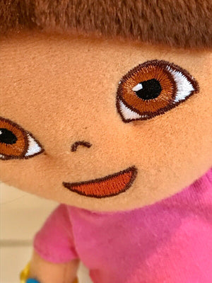 Vintage Nickelodeon Dora the Explorer 8" W Head Hair Pink/Orange Plush USED