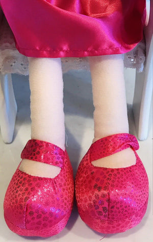 Linzy Dancer Huggable Hot Pink Dress & Sparkly Ballet Shoes Soft Doll Toy USED