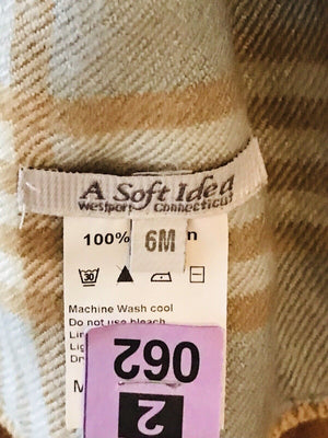 A SOFT IDEA Baby Blue Knit Hooded Flannel Lined Sweater Wood Toggle Closure 9M USED