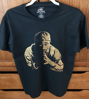 USED Gold Foil Black Mens S Tupac Poetic Justice Graphic Short Sleeve T-Shirt