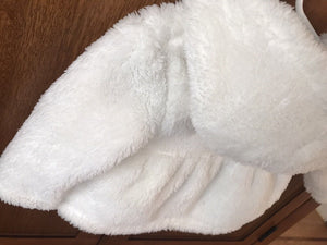 JUST ONE YOU - CARTERS White Fuzzy Hooded Jacket W Pink Inside Lining Size 3M USED