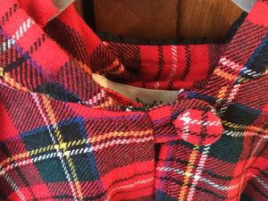 Girls O’Neil of Dublin Ireland Red Tartan Plaid Hood Cape, Wool Blend, szM USED