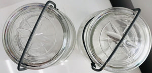 TWO Vintage ATLAS E-Z Seal Qt Jars Clear Glass W/ Lid. H11 & H6. Gr8 Condition!