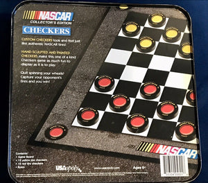 NASCAR Collectors Edition Checkers Game Set in Metal Tin Excellent Cdtn! USED