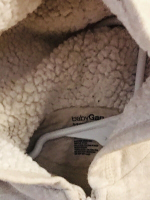 Baby Gap Spell Out Infant Girl Tan Sherpa Lined Zip Hoodie Sweatshirt with Ears USED