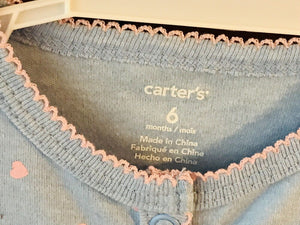 Carter’s Baby Kitty Footed Pajamas - Blue And Pink - Size 6 M USED
