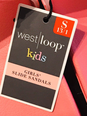 WEST LOOP Kids Girls Pink Watermelon Slide Sandals Slip Size Small 9” Length USED