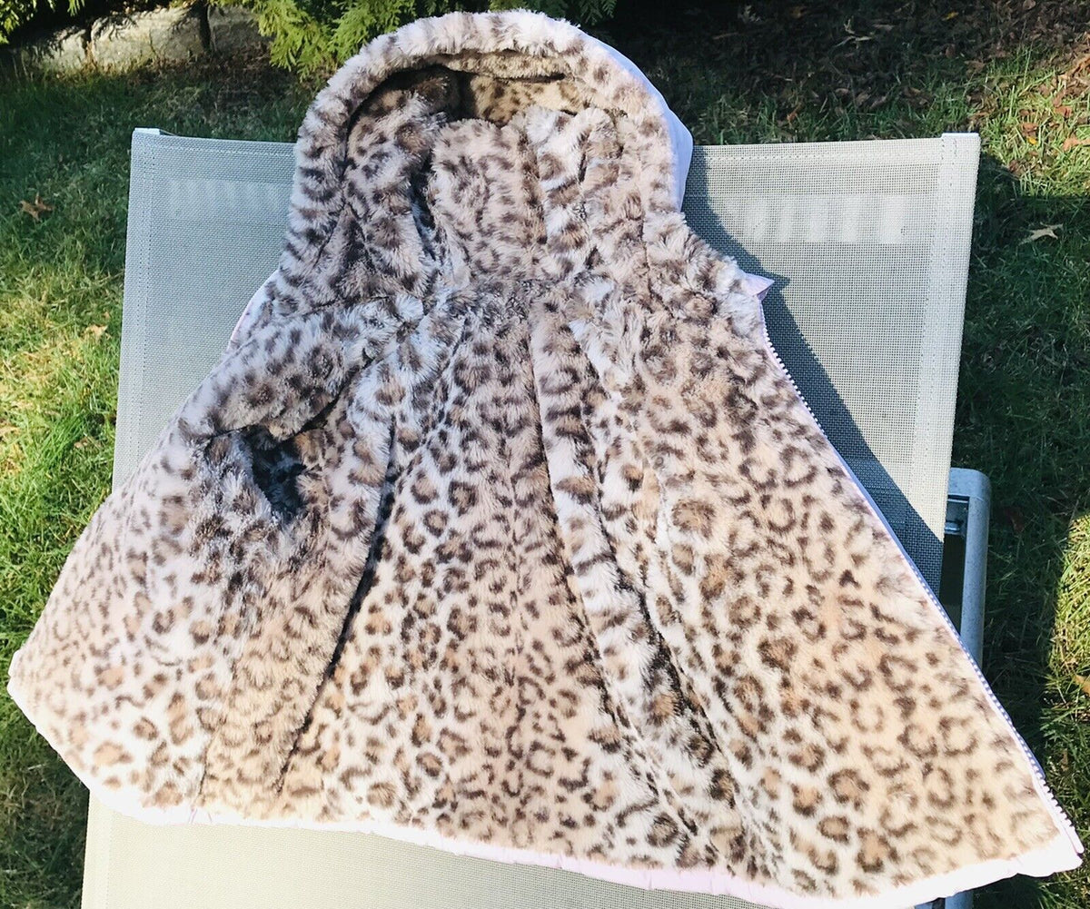 PLACE Pink Hoodie Zip Up Coat with Leopard Faux Fur 18-24 Mos Great Used Cond.!!