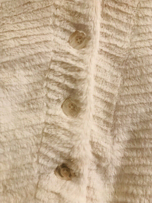 USED Calvin Klein Jeans White Faux Fur Baby Button Up Coat 18mos GREAT CONDITION!