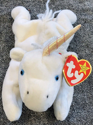 LOT: Ariel Green Bear 00’ & Mystic White Unicorn Beanie Baby 1994 USED