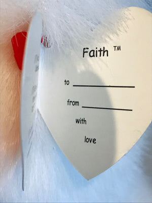 VINTAGE USED Ty CLASSIC 1995 Faith The Praying Bear W Tag 10”&Little Angel Wings Bear