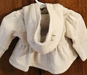 Baby Gap Spell Out Infant Girl Tan Sherpa Lined Zip Hoodie Sweatshirt with Ears USED