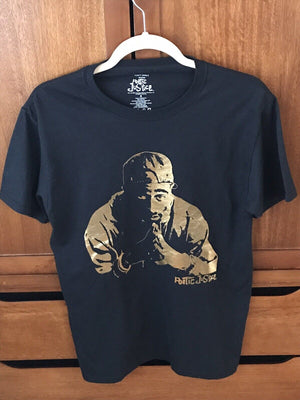 USED Gold Foil Black Mens S Tupac Poetic Justice Graphic Short Sleeve T-Shirt