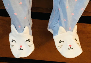Carter’s Baby Kitty Footed Pajamas - Blue And Pink - Size 6 M USED