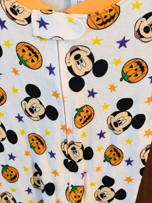 Disney Baby Unisex Halloween MICKEY MOUSE Pumpkin Zipper Size 24 Months USED