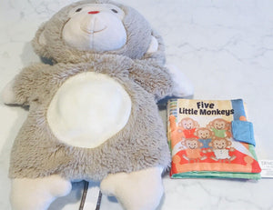 USED Demdaco Nat & Jules Five Little Monkeys Story Book Plush Monkey Hand Puppet 9"