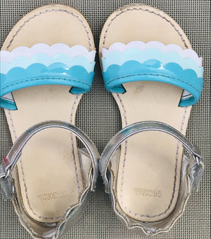 Gymboree Scalloped Espadrilles Sandals Toddler Girls Blue and Silver Sz7 USED