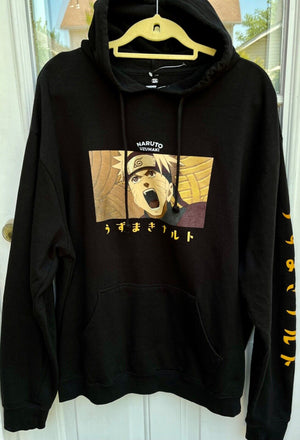 Ripple Junction NARUTO UZUMAKI Shippuden Black Hoodie Anime Sweatshirt Sz2X USED