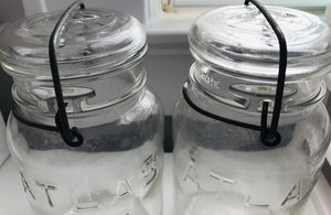 TWO Vintage ATLAS E-Z Seal Qt Jars Clear Glass W/ Lid. H11 & H6. Gr8 Condition!