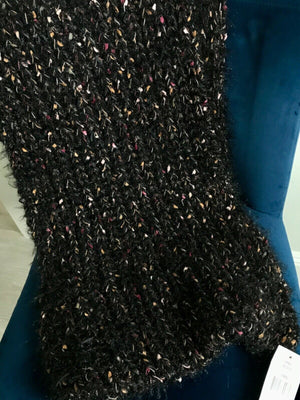 Infinity Soft N Fluffy Knitted Women's Black Speckled Glitter CIrcle Wrap